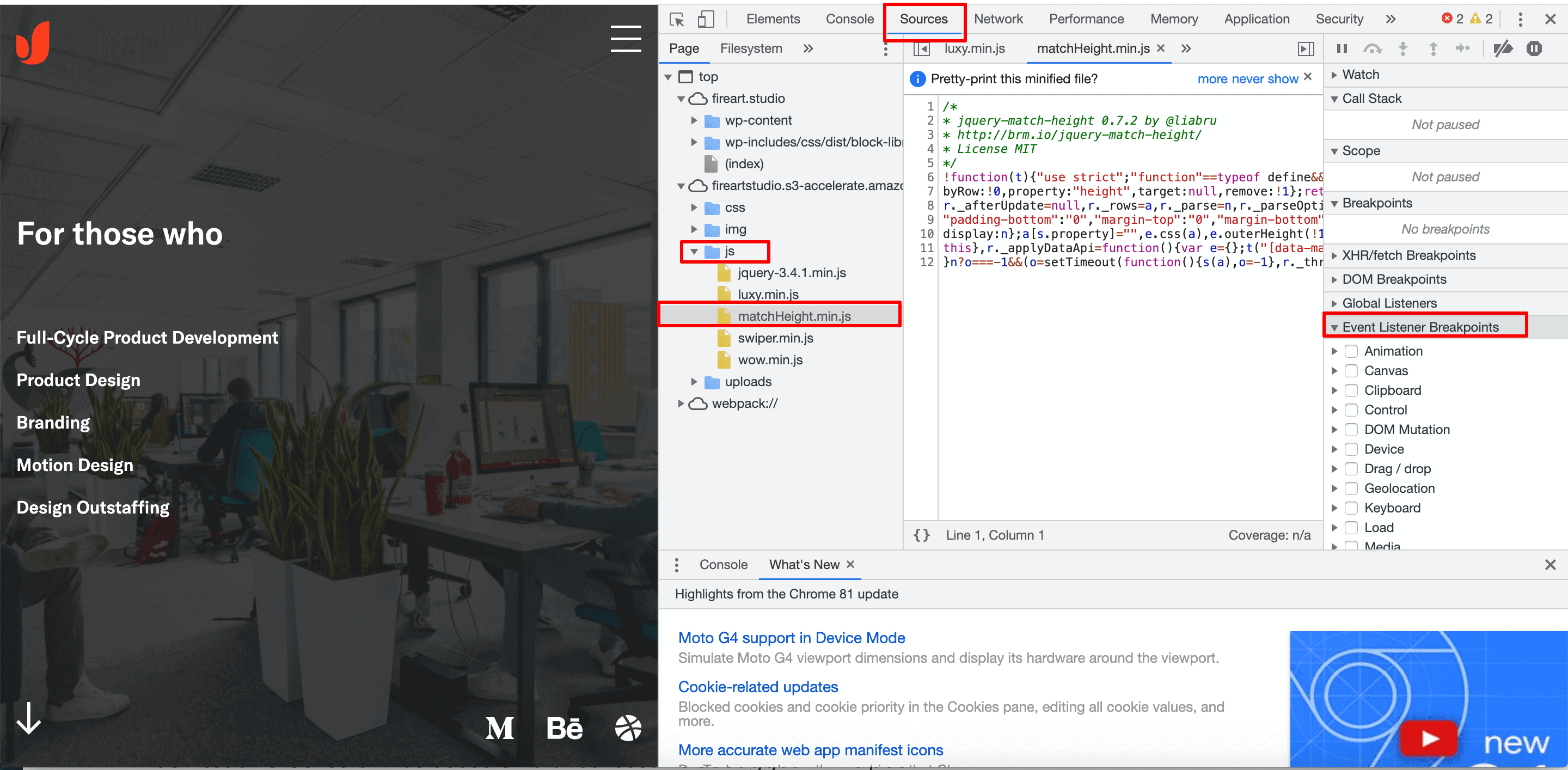 Debugging JavaScript in Chrome DevTools