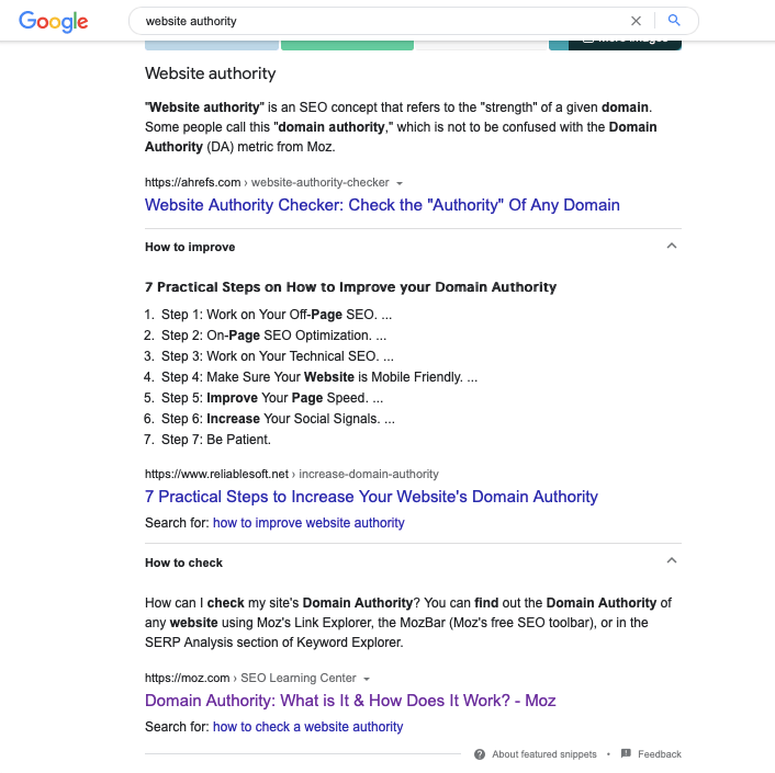 Combined featured snippet