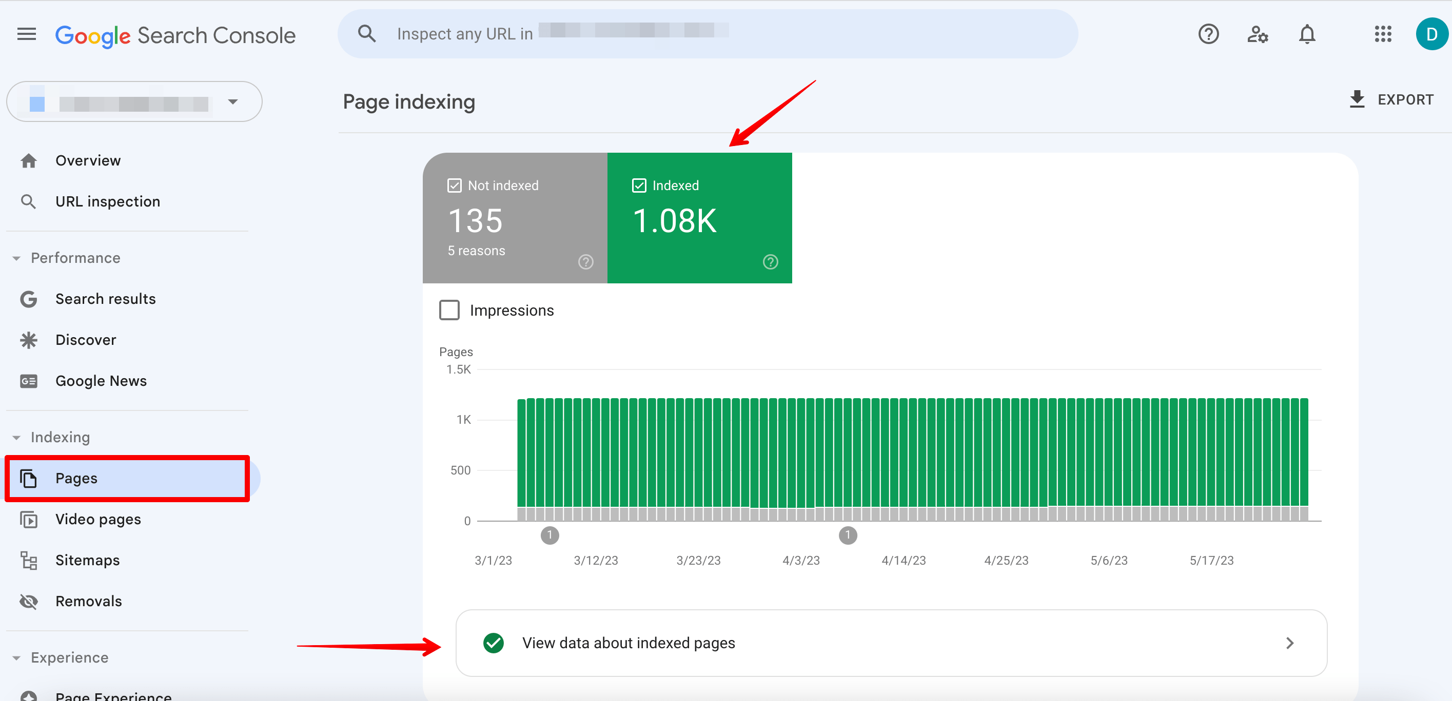 Pages report in Google Search Console